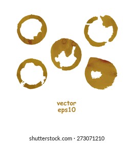 Coffee cup stains on the white background - Vector illustration.