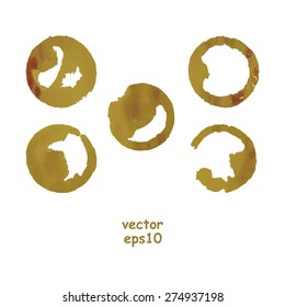 Coffee cup stains on the white background - Vector illustration.