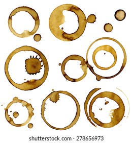 Coffee cup stains. Set of four vectors eps10. Good as design elements for cafe/bar/restaurant menu, flayers, advertising, cards.