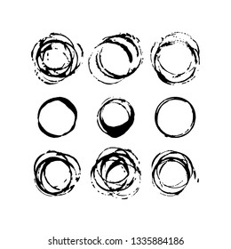 Coffee cup stains set isolated on white. Vector illustration.