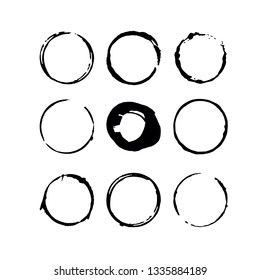 Coffee cup stains set isolated on white. Vector illustration.