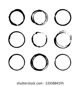 Coffee cup stains set isolated on white. Vector illustration.