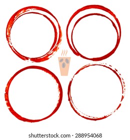 Coffee cup stains set isolated on white. Vector illustration.
