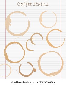 Coffee cup stains.Coffee stain rings.Vector set of coffee cup traces.