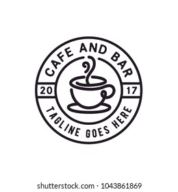 Coffee Cup Stamp for Cafe Label Emblem Sticker logo design