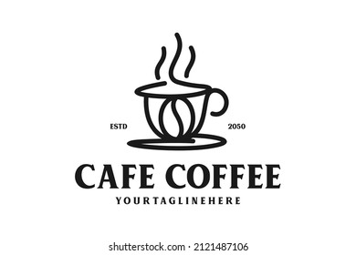 Coffee Cup Stamp for Cafe Label Emblem Sticker logo design
