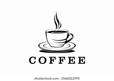 Coffee Cup Stamp for Cafe Label Emblem Sticker logo design