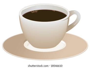 coffee cup standing on a saucer isolated on a white
