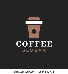 Coffee cup with star illustration for logo template design.
