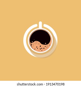 Coffee cup start icon. Power button. Vector illustration in minimalistic style. Concept for banner, poster, card, design.