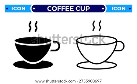 Coffee Cup with Steam for Cafe Break and Morning Beverage Refreshment Vector Icon Set