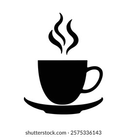 Coffee Cup with Steam Flat Vector Illustration,Tea or Coffee Mug with Rising Steam