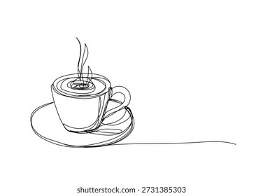 Coffee Cup with Steam Illustration , line drawing style, vector  illustration