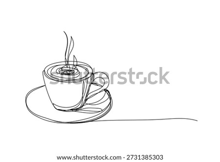 Coffee Cup with Steam Illustration , line drawing style, vector  illustration