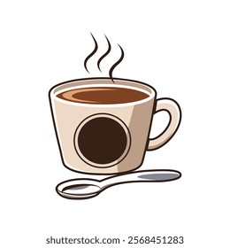a coffee cup with steam rising isolated on white background