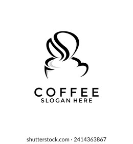 Coffee Cup with steam that forms coffee beans logo vector, Coffee Shop, Cafe Logo Design template