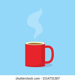 Coffee cup with steam, vector flat design object