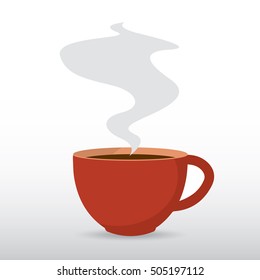 Coffee Cup With Steam, Vector Flat Design Object
