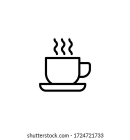 Coffee cup with steam vector icon in linear, outline icon isolated on white background