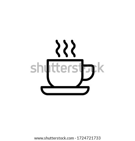 Coffee cup with steam vector icon in linear, outline icon isolated on white background