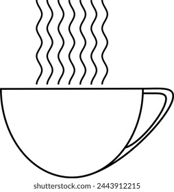 Coffee cup with steam vector illustration,  black lines