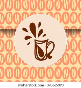 Coffee cup sticker sign on seamless wrapping. There is the tile in Swatch panel.