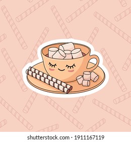 Etiqueta de la taza de café. Ilustración del vector