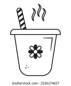 coffee cup with straw over white