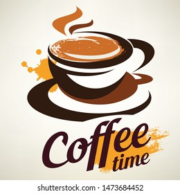 coffee cup stylized emblem template