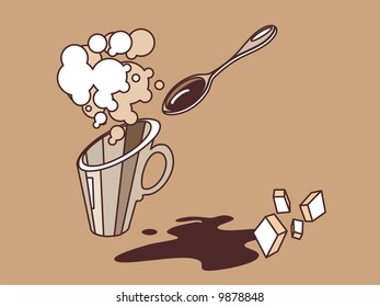 Coffee cup and sugar