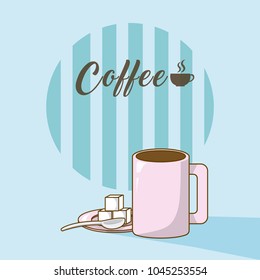 Coffee cup with sugar cubes
