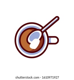 Coffee cup and sugar with spoon design of time drink breakfast beverage shop morning store aroma and caffeine theme Vector illustration
