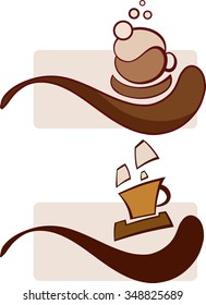 Coffee cup sumbols of steaming cups of coffee, cappuccino and espresso