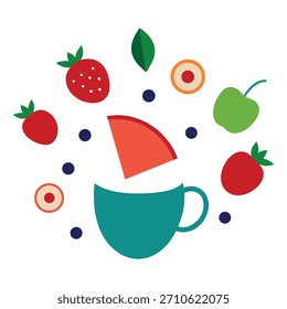 Una taza de café rodeada de una mezcla de uvas