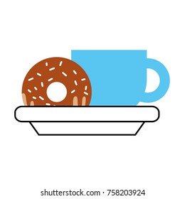 coffee cup and sweet donut tasty food