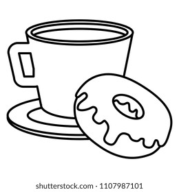 coffee cup with sweet donuts