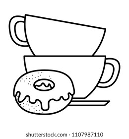 coffee cup with sweet donuts
