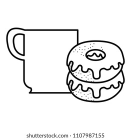 coffee cup with sweet donuts