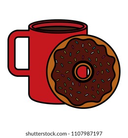 coffee cup with sweet donuts