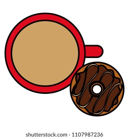 coffee cup with sweet donuts