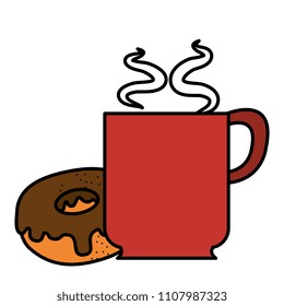 coffee cup with sweet donuts