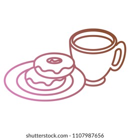 coffee cup with sweet donuts