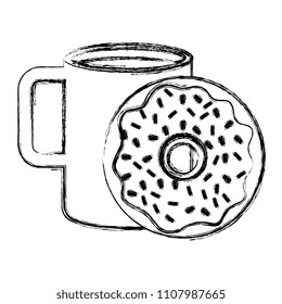 coffee cup with sweet donuts