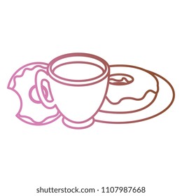 coffee cup with sweet donuts