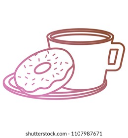 coffee cup with sweet donuts