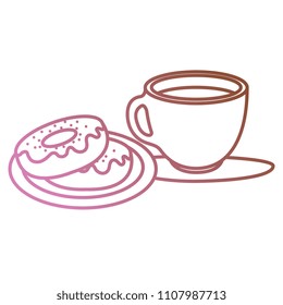 coffee cup with sweet donuts