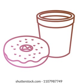coffee cup with sweet donuts