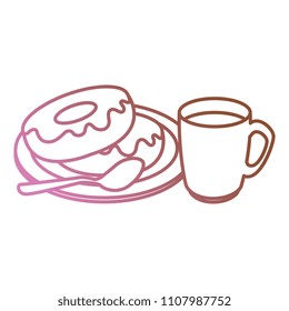 coffee cup with sweet donuts