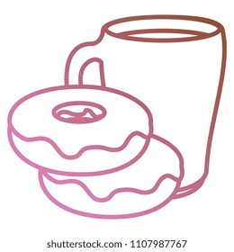coffee cup with sweet donuts