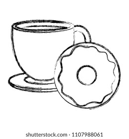 coffee cup with sweet donuts